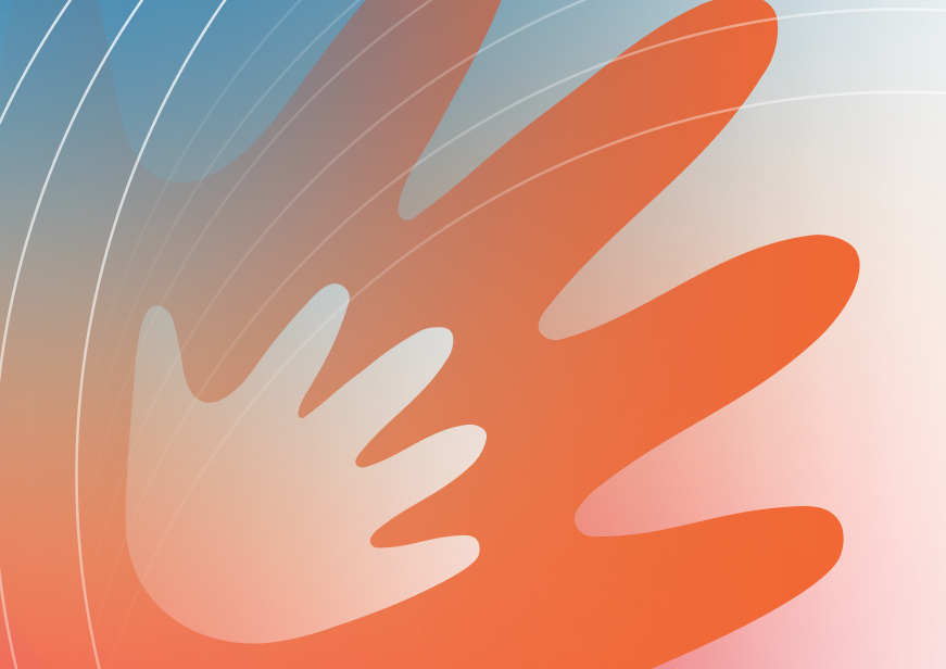 Hand illustration inside gradient sphere